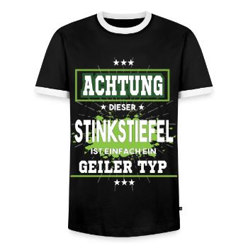 Stinkstiefel ist einfach nur ein geiler Typ - Männer Kontrast-T-Shirt - Schwarz/Weiß - Vorne - AI Model Female 172 light (172cm) & AI Model Male 178 light (178cm)