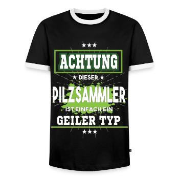 Pilzsammler ist einfach nur ein geiler Typ - Männer Kontrast-T-Shirt - Schwarz/Weiß - Vorne - AI Model Female 172 light (172cm) & AI Model Male 178 light (178cm)
