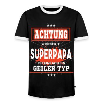 Superpapa ist einfach nur ein geiler Typ - Männer Kontrast-T-Shirt - Schwarz/Weiß - Vorne - AI Model Female 172 light (172cm) & AI Model Male 178 light (178cm)