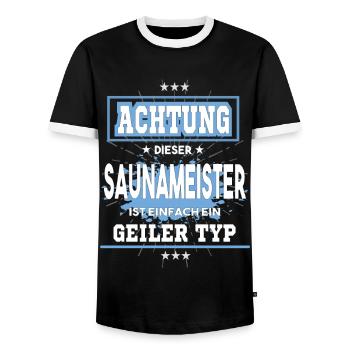 Saunameister ist einfach ein geiler Typ T-Shirt - Männer Kontrast-T-Shirt - Schwarz/Weiß - Vorne - AI Model Female 172 light (172cm) & AI Model Male 178 light (178cm)
