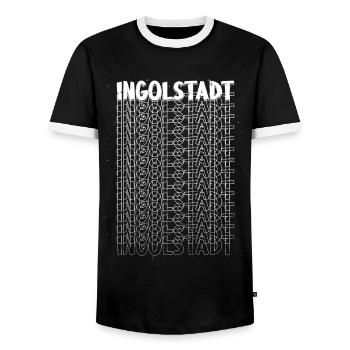 Ingolstadt Deutschland Stadt Schrift Skyline - Männer Kontrast-T-Shirt - Schwarz/Weiß - Vorne - AI Model Female 172 light (172cm) & AI Model Male 178 light (178cm)