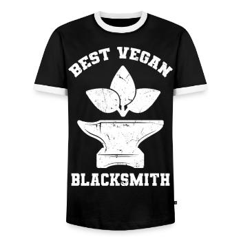 Forger végétalien - T-shirt contrasté Homme - noir/blanc - Devant - AI Model Female 172 light (172cm) & AI Model Male 178 light (178cm)