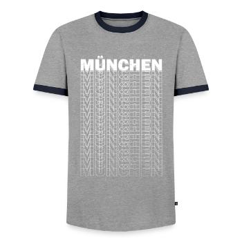 Munich Allemagne City Font Skyline Accueil - T-shirt contrasté Homme - gris/marine  - Devant - AI Model Female 172 light (172cm) & AI Model Male 178 light (178cm)