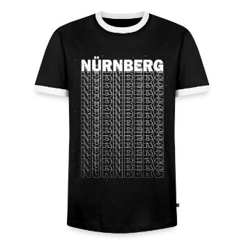 Nuremberg Germany City Font Skyline Home - Men's Ringer Shirt - black/white - Front - AI Model Female 172 light (172cm) & AI Model Male 178 light (178cm)