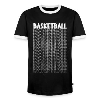 Police de sport de basket-ball de basket-ball - T-shirt contrasté Homme - noir/blanc - Devant - AI Model Female 172 light (172cm) & AI Model Male 178 light (178cm)