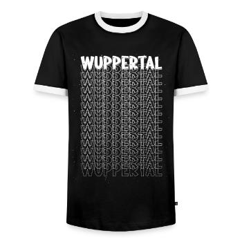 Wuppertal Deutschland Stadt Schrift Skyline Heimat - Männer Kontrast-T-Shirt - Schwarz/Weiß - Vorne - AI Model Female 172 light (172cm) & AI Model Male 178 light (178cm)