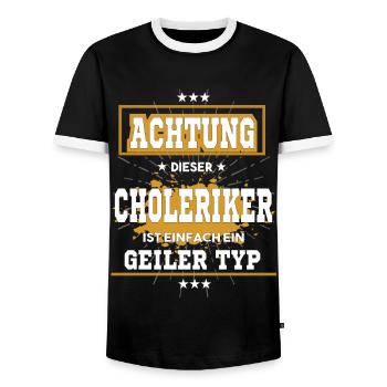 Choleriker ist einfach ein geiler Typ T-Shirt - Männer Kontrast-T-Shirt - Schwarz/Weiß - Vorne - AI Model Female 172 light (172cm) & AI Model Male 178 light (178cm)