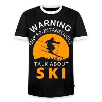 Ski. Ski Sports d’hiver - T-shirt contrasté Homme - noir/blanc - Devant - AI Model Female 172 light (172cm) & AI Model Male 178 light (178cm)