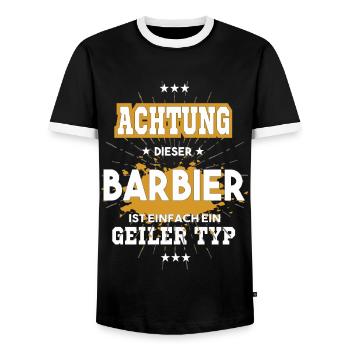 Barbier, einfach nur ein geiler Typ - Männer Kontrast-T-Shirt - Schwarz/Weiß - Vorne - AI Model Female 172 light (172cm) & AI Model Male 178 light (178cm)