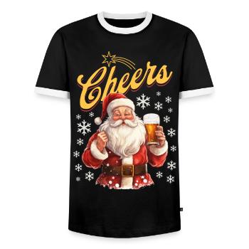 Weihnachtsmann Bier Glühwein Schnaps Alkohol Prost - Männer Kontrast-T-Shirt - Schwarz/Weiß - Vorne - AI Model Female 172 light (172cm) & AI Model Male 178 light (178cm)