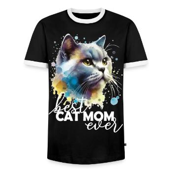 Meilleure Maman De Chat Beste Katzenmama - T-shirt contrasté Homme - noir/blanc - Devant - AI Model Female 172 light (172cm) & AI Model Male 178 light (178cm)