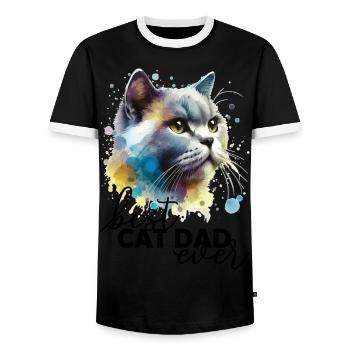 Best Cat Dad Bester Katzenpapa - Männer Kontrast-T-Shirt - Schwarz/Weiß - Vorne - AI Model Female 172 light (172cm) & AI Model Male 178 light (178cm)