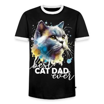 Best Cat Dad Ever - Men's Ringer Shirt - black/white - Front - AI Model Female 172 light (172cm) & AI Model Male 178 light (178cm)