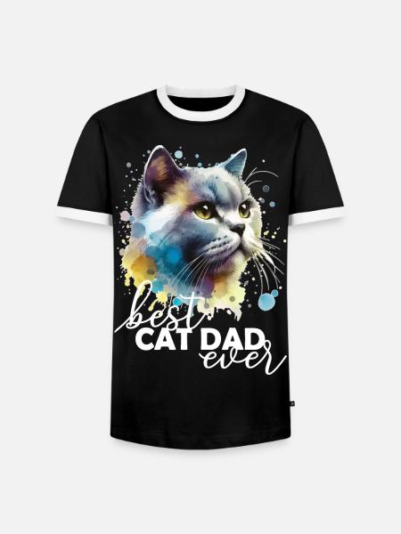 Best Cat Dad Ever - Men's Ringer Shirt - black/white