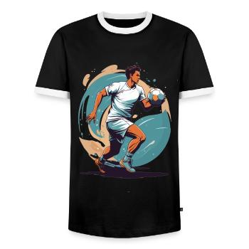 Handball Player Streetwear Iconic Style Design - Men's Ringer Shirt - black/white - Front - AI Model Female 172 light (172cm) & AI Model Male 178 light (178cm)