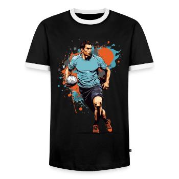 Handball Player Streetwear Iconic Style - Men's Ringer Shirt - black/white - Front - AI Model Female 172 light (172cm) & AI Model Male 178 light (178cm)