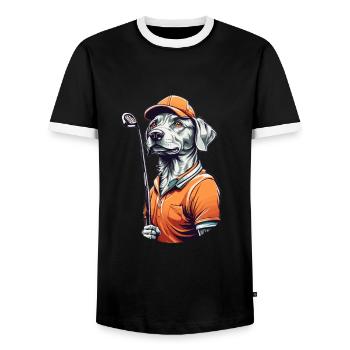 Golfeur Chien Golfeur Design Esthétique - T-shirt contrasté Homme - noir/blanc - Devant - AI Model Female 172 light (172cm) & AI Model Male 178 light (178cm)
