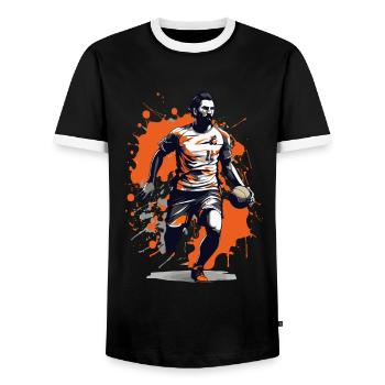 Joueur de handball Streetwear Style iconique - T-shirt contrasté Homme - noir/blanc - Devant - AI Model Female 172 light (172cm) & AI Model Male 178 light (178cm)