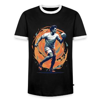 Handball Player Streetwear Iconic Style - Men's Ringer Shirt - black/white - Front - AI Model Female 172 light (172cm) & AI Model Male 178 light (178cm)