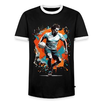 Handballspieler Streetwear Ikonischer Style - Männer Kontrast-T-Shirt - Schwarz/Weiß - Vorne - AI Model Female 172 light (172cm) & AI Model Male 178 light (178cm)