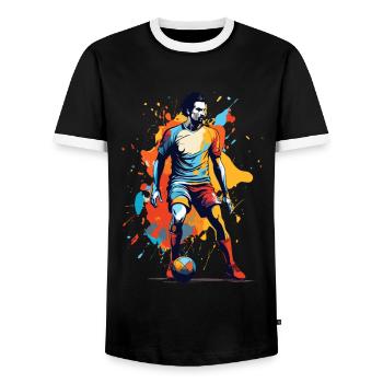Football Aesthetic Streetwear Iconic Design - Men's Ringer Shirt - black/white - Front - AI Model Female 172 light (172cm) & AI Model Male 178 light (178cm)