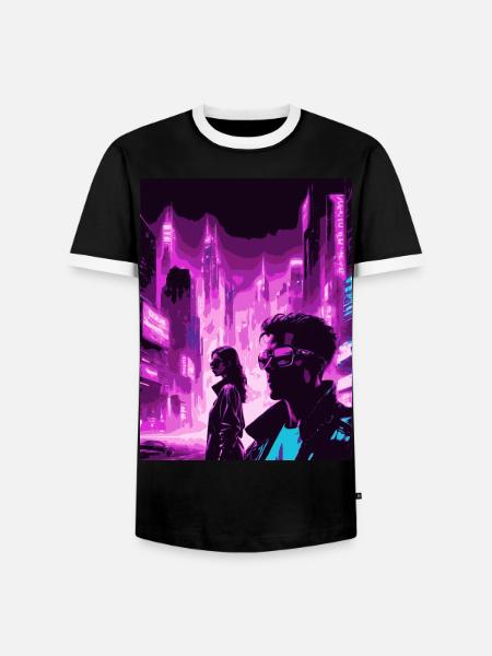 2reborn CyberCity Cybercrime Cyberlove 4 - Männer Kontrast-T-Shirt - Schwarz/Weiß