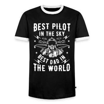 Best pilot in the sky best dad in the world - T-shirt contrasté Homme - noir/blanc - Devant - AI Model Female 172 light (172cm) & AI Model Male 178 light (178cm)