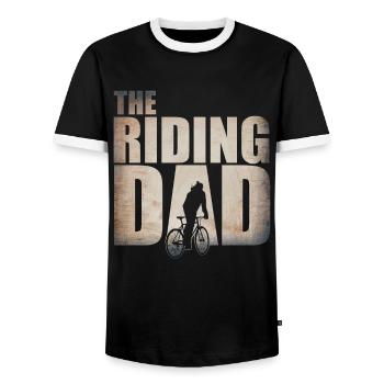 MTB Downhill SPORTS - The Riding Dad Cycling Gift - Men's Ringer Shirt - black/white - Front - AI Model Female 172 light (172cm) & AI Model Male 178 light (178cm)