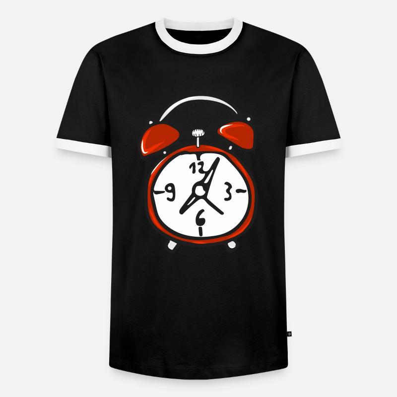 Wecker - Uhr - Männer Kontrast-T-Shirt - Schwarz/Weiß