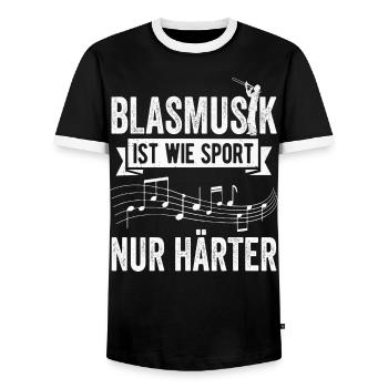 Blasmusik ist wie Sport Musikverein Musiker - Männer Kontrast-T-Shirt - Schwarz/Weiß - Vorne - AI Model Female 172 light (172cm) & AI Model Male 178 light (178cm)