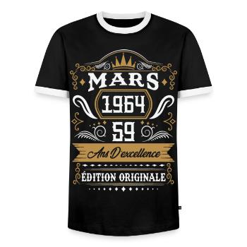 Mars 1964 59 Ans Rétro Cadeau D'anniversaire - T-shirt contrasté Homme - noir/blanc - Devant - AI Model Female 172 light (172cm) & AI Model Male 178 light (178cm)