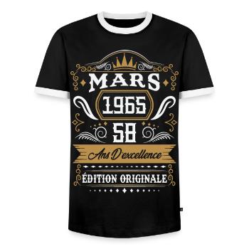 Mars 1965 58 Ans Rétro Cadeau D'anniversaire - T-shirt contrasté Homme - noir/blanc - Devant - AI Model Female 172 light (172cm) & AI Model Male 178 light (178cm)