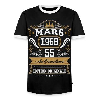 Mars 1968 55 Ans Rétro Cadeau D'anniversaire - T-shirt contrasté Homme - noir/blanc - Devant - AI Model Female 172 light (172cm) & AI Model Male 178 light (178cm)
