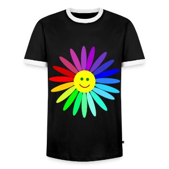 lachende regenbogenblume - Männer Kontrast-T-Shirt - Schwarz/Weiß - Vorne - AI Model Female 172 light (172cm) & AI Model Male 178 light (178cm)