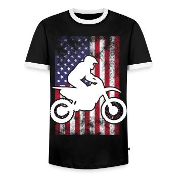 Motocross Dirt Bike Rider Moto Supercross MX - T-shirt contrasté Homme - noir/blanc - Devant - AI Model Female 172 light (172cm) & AI Model Male 178 light (178cm)