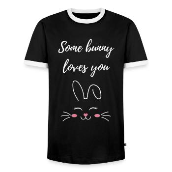 un lapin t’aime Cadeau - T-shirt contrasté Homme - noir/blanc - Devant - AI Model Female 172 light (172cm) & AI Model Male 178 light (178cm)