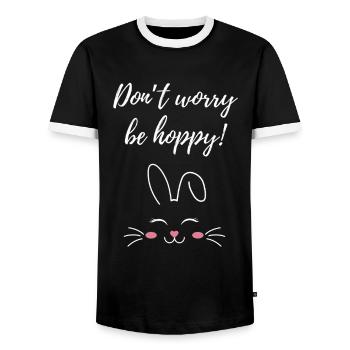 Ne vous inquiétez pas, soyez houblonné cadeau - T-shirt contrasté Homme - noir/blanc - Devant - AI Model Female 172 light (172cm) & AI Model Male 178 light (178cm)