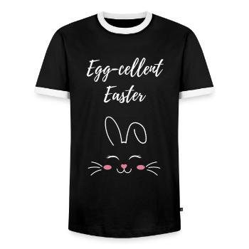 Easter Bunny Cute Saying Gift - Men's Ringer Shirt - black/white - Front - AI Model Female 172 light (172cm) & AI Model Male 178 light (178cm)