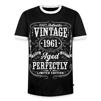 Jahrgang 1961 geboren Vintage Retro Geburtstag - Männer Kontrast-T-Shirt - Schwarz/Weiß - Vorne - AI Model Female 172 light (172cm) & AI Model Male 178 light (178cm)