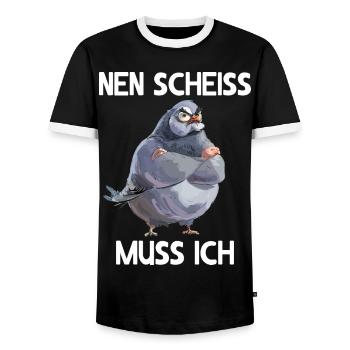 Taube Täubchen Vogel Taubenzüchter Nen scheiss - Männer Kontrast-T-Shirt - Schwarz/Weiß - Vorne - AI Model Female 172 light (172cm) & AI Model Male 178 light (178cm)