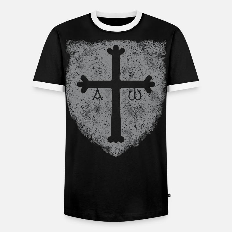 Asturias GREY - Men's Ringer Shirt - black/white