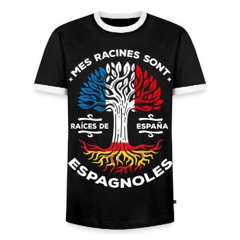 Mes racines sont espagnoles Arbre France Espagne - T-shirt contrasté Homme - noir/blanc - Devant - AI Model Female 172 light (172cm) & AI Model Male 178 light (178cm)