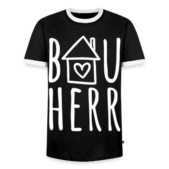 Hausbau Haus bauen Baustelle Eigenheim Bauherr - Männer Kontrast-T-Shirt - Schwarz/Weiß - Vorne - AI Model Female 172 light (172cm) & AI Model Male 178 light (178cm)