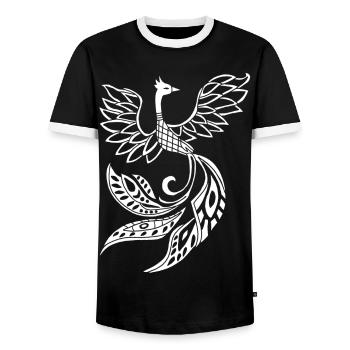 White phoenix bird - Men's Ringer Shirt - black/white - Front - AI Model Female 172 light (172cm) & AI Model Male 178 light (178cm)