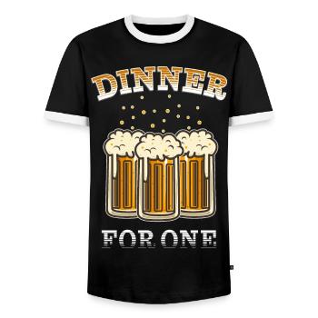 Dîner pour une | Funny Beer Design - Réveillon du Nouvel An - T-shirt contrasté Homme - noir/blanc - Devant - AI Model Female 172 light (172cm) & AI Model Male 178 light (178cm)