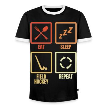 Eat Sleep Hockey sur gazon Replay - T-shirt contrasté Homme - noir/blanc - Devant - AI Model Female 172 light (172cm) & AI Model Male 178 light (178cm)