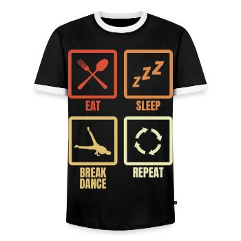 Manger, dormir, faire du breakdance, répéter - T-shirt contrasté Homme - noir/blanc - Devant - AI Model Female 172 light (172cm) & AI Model Male 178 light (178cm)