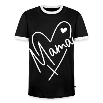 Cœur de maman - T-shirt contrasté Homme - noir/blanc - Devant - AI Model Female 172 light (172cm) & AI Model Male 178 light (178cm)