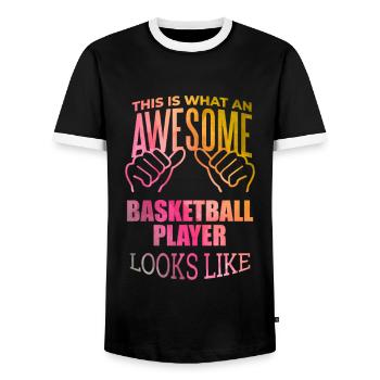 basket-ball - T-shirt contrasté Homme - noir/blanc - Devant - AI Model Female 172 light (172cm) & AI Model Male 178 light (178cm)