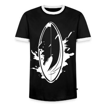 Surfbrett Graffiti - Männer Kontrast-T-Shirt - Schwarz/Weiß - Vorne - AI Model Female 172 light (172cm) & AI Model Male 178 light (178cm)